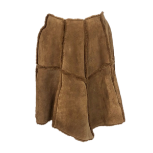 N brown suede faux-fur skirt